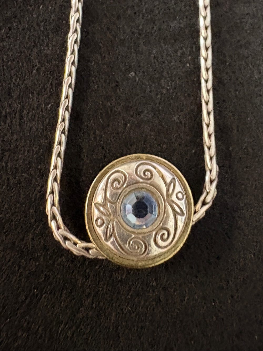Brighton Blue Crystal Two-Toned Reversible Pendant Necklace